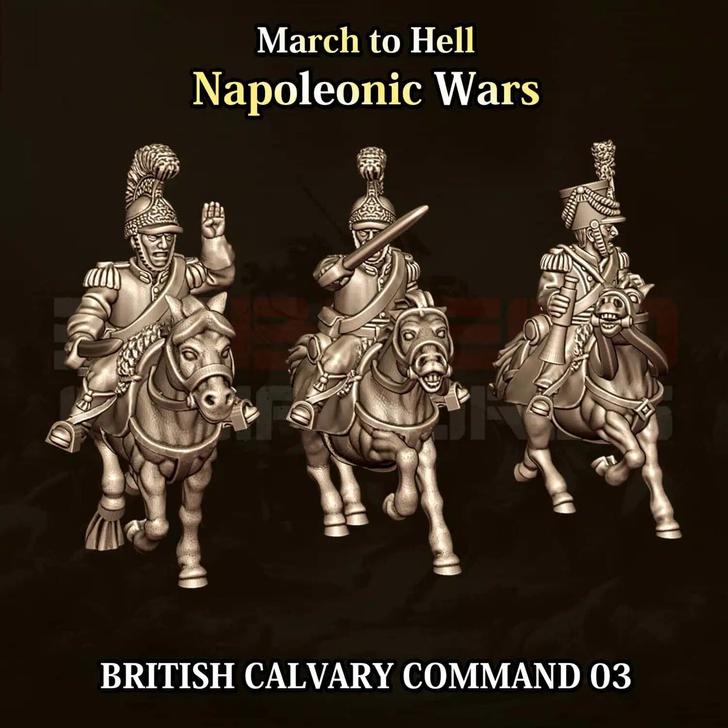 Napoleonic Wars BRITISH CAVALRY COMMAND 03 | 3DBreed 15mm Wargaming Miniatures