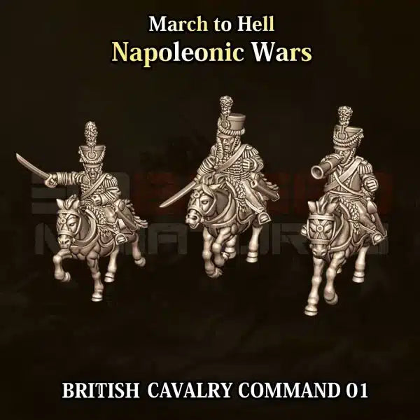 Napoleonic Wars BRITISH CAVALRY COMMAND 01 | 3DBreed 15mm Wargaming Miniatures
