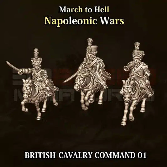 Napoleonic Wars BRITISH CAVALRY COMMAND 01 | 3DBreed 15mm Wargaming Miniatures