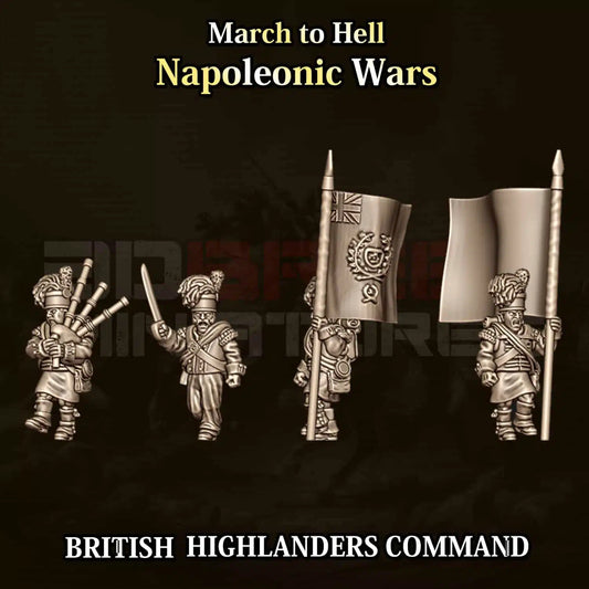 Napoleonic Wars BRITISH HIGHLANDER COMMAND | 3DBreed 15mm Wargaming Miniatures
