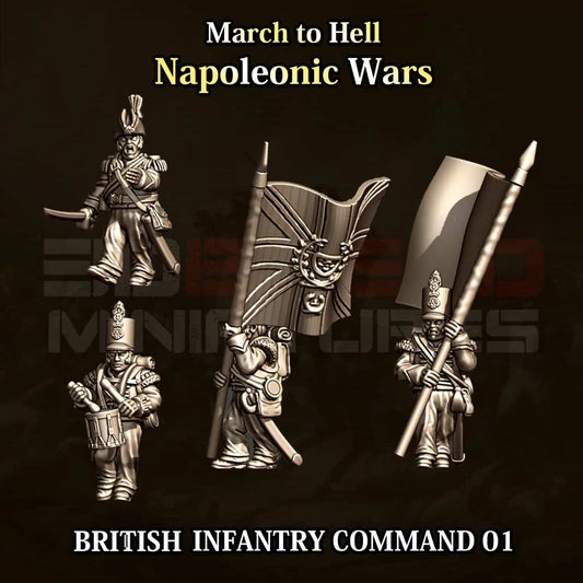 Napoleonic Wars BRITISH INFANTRY COMMAND 01 | 3DBreed 15mm Wargaming Miniatures
