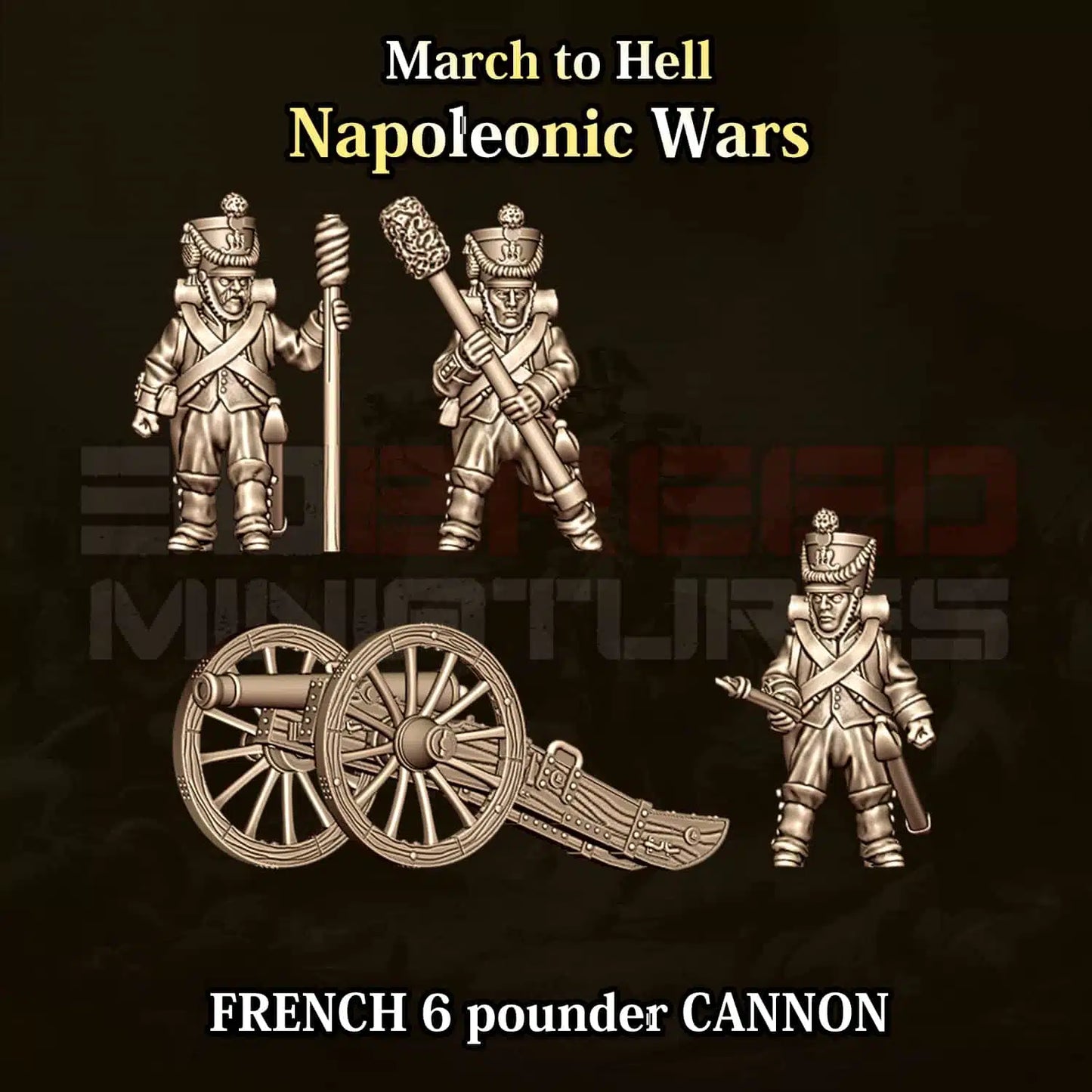 Napoleonic Wars FRENCH 6P CANNON | 3DBreed 15mm Wargaming Miniatures