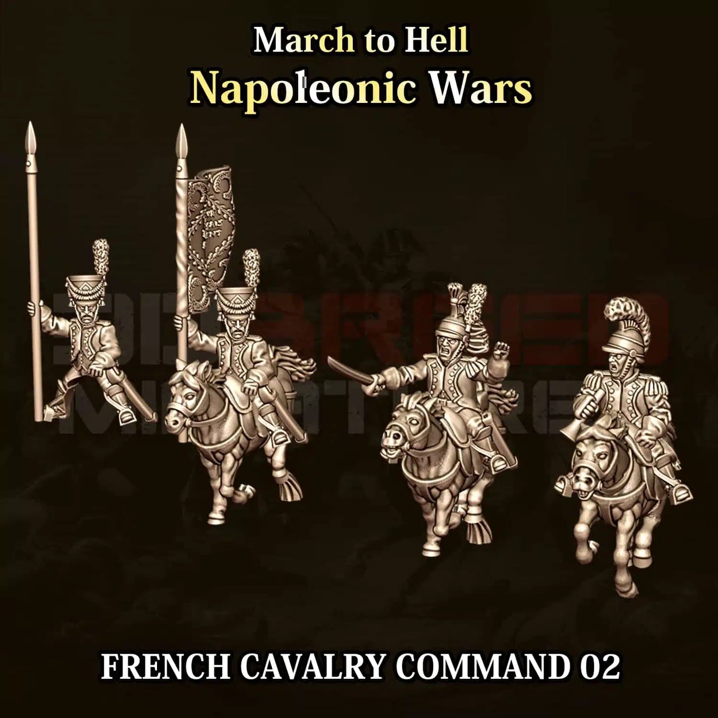 Napoleonic Wars FRENCH CAVALRY COMMAND 02 | 3DBreed 15mm Wargaming Miniatures