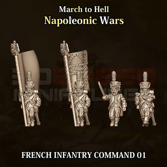 Napoleonic Wars FRENCH INFANTRY COMMAND 01 | 3DBreed 15mm Wargaming Miniatures