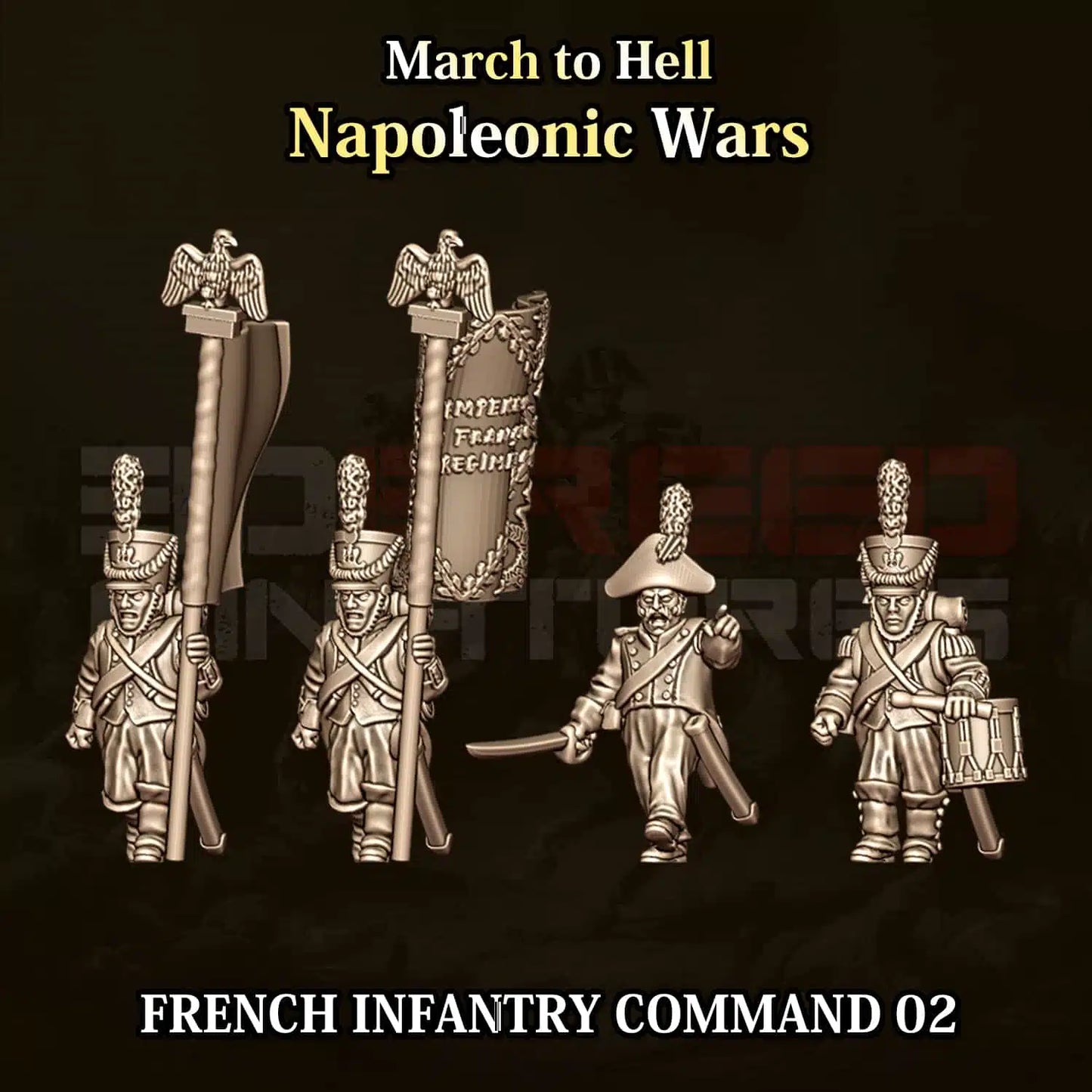 Napoleonic Wars FRENCH INFANTRY COMMAND 02 | 3DBreed 15mm Wargaming Miniatures
