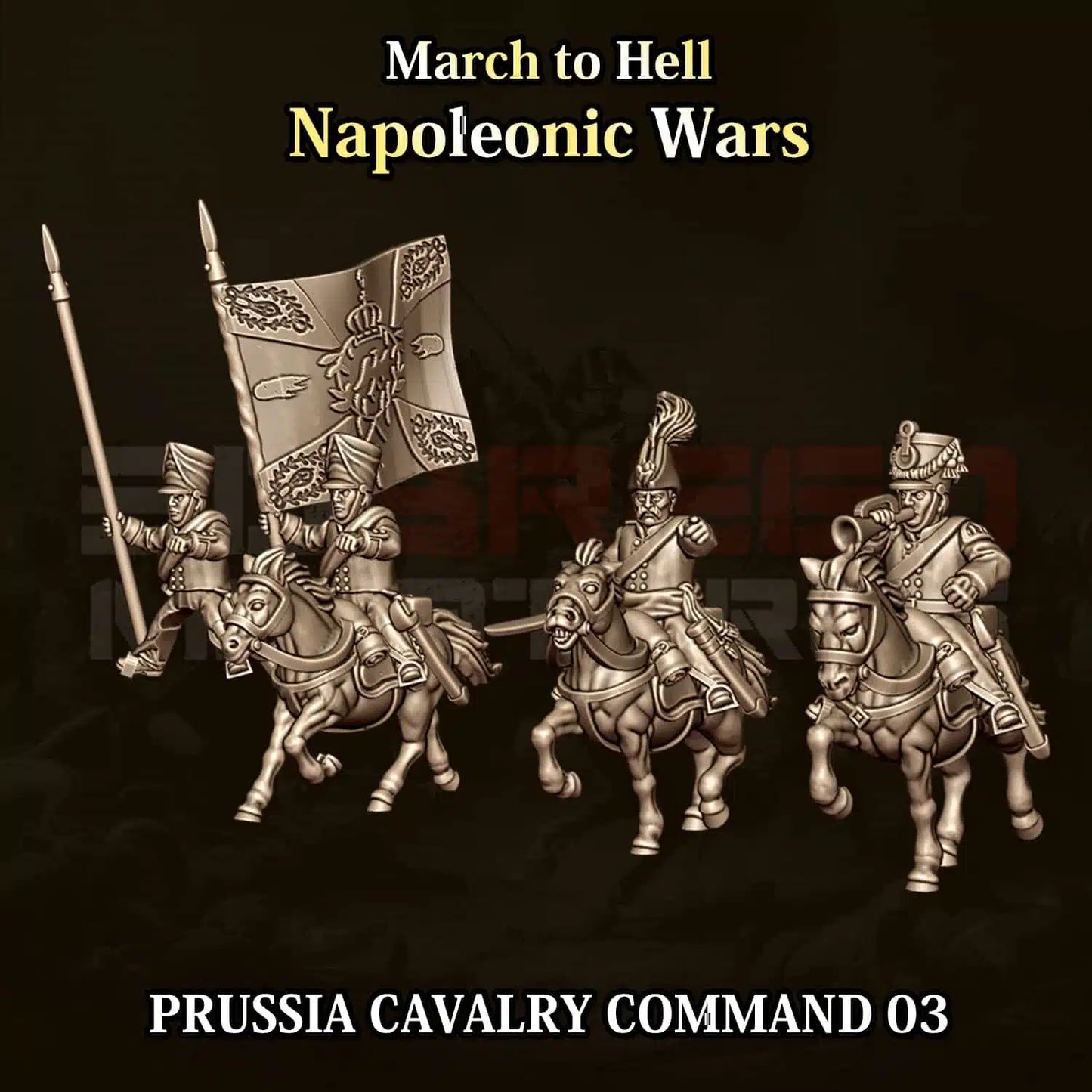 Napoleonic Wars PRUSSIA CAVALRY COMMAND 03 | 3DBreed 15mm Wargaming Miniatures