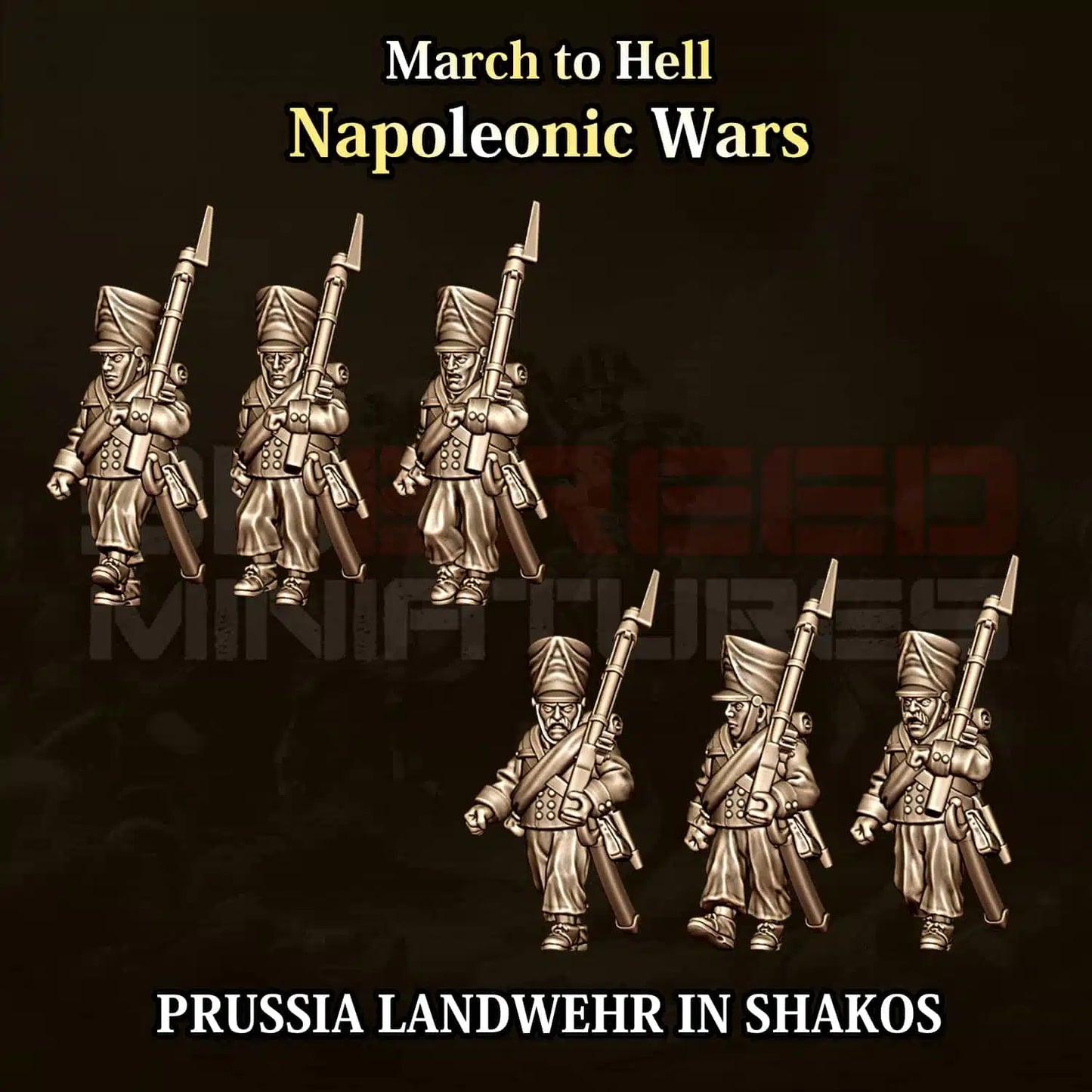 Napoleonic Wars PRUSSIA LANDWEHR IN SHAKOS | 3DBreed 15mm Wargaming Miniatures