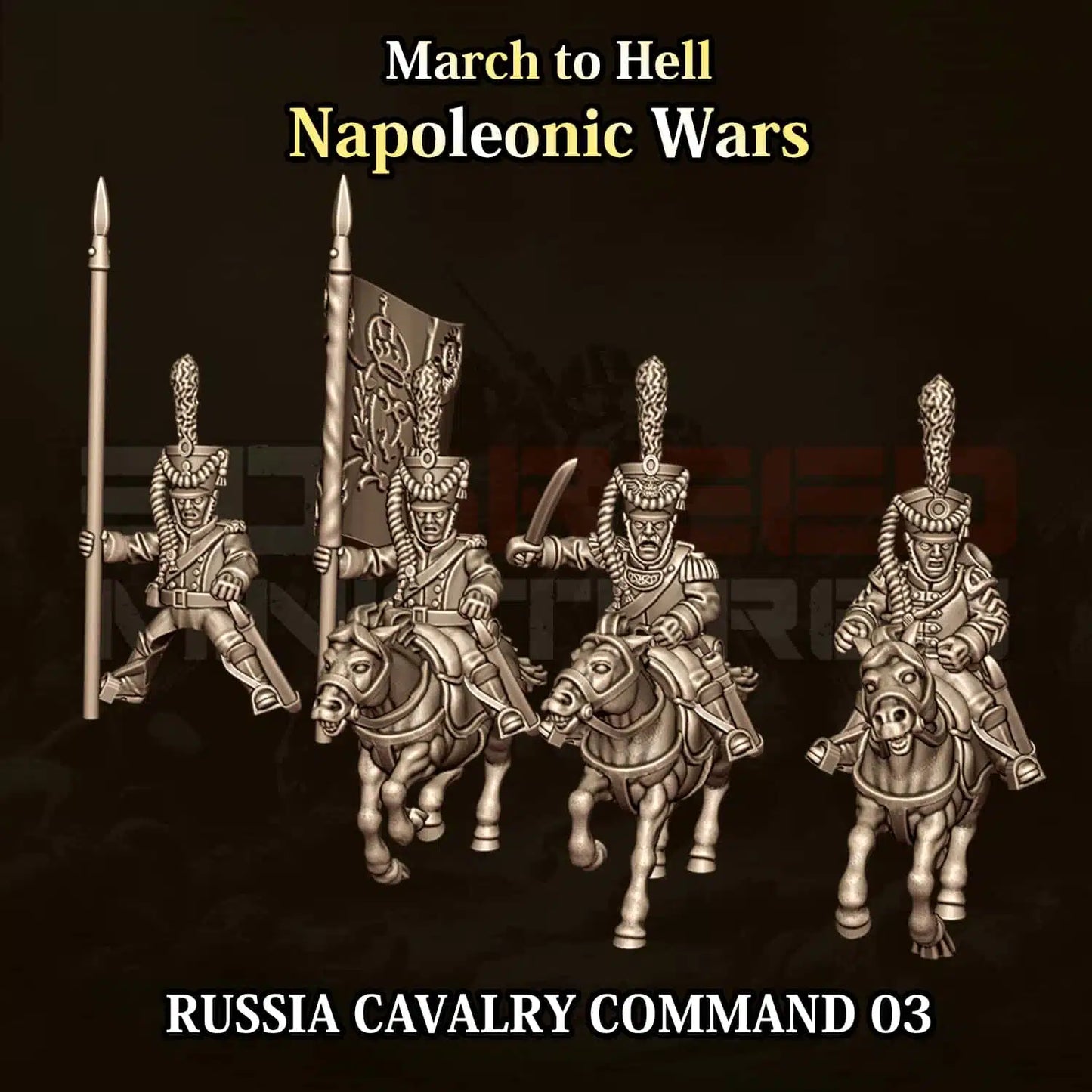 Napoleonic Wars RUSSIA CAVALRY COMMAND 03 | 3DBreed 15mm Wargaming Miniatures