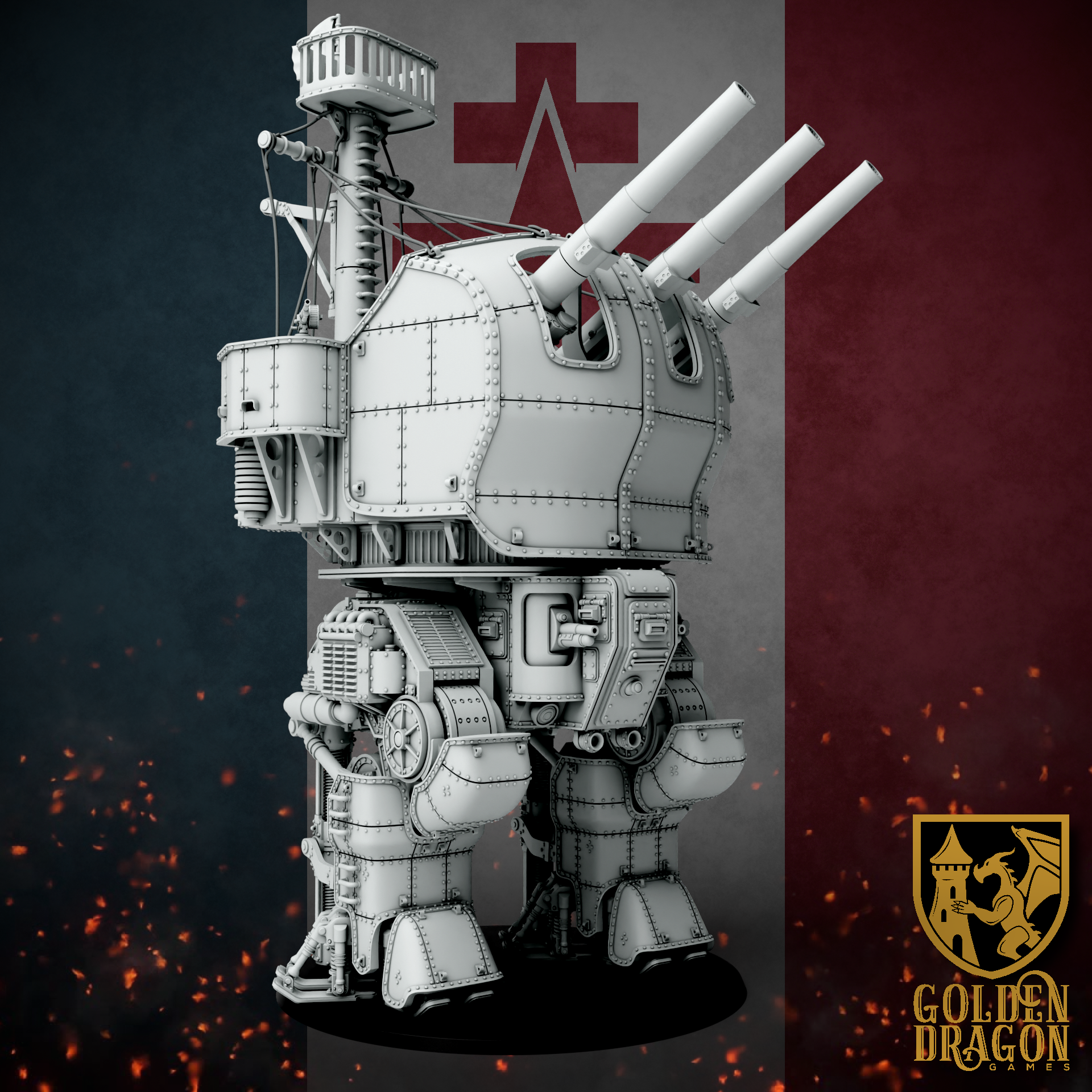 New French Republic Carnot Mobile Anti-Aethership Battery | Golden Dragon Games Weird WW2 Role Playing Miniatures