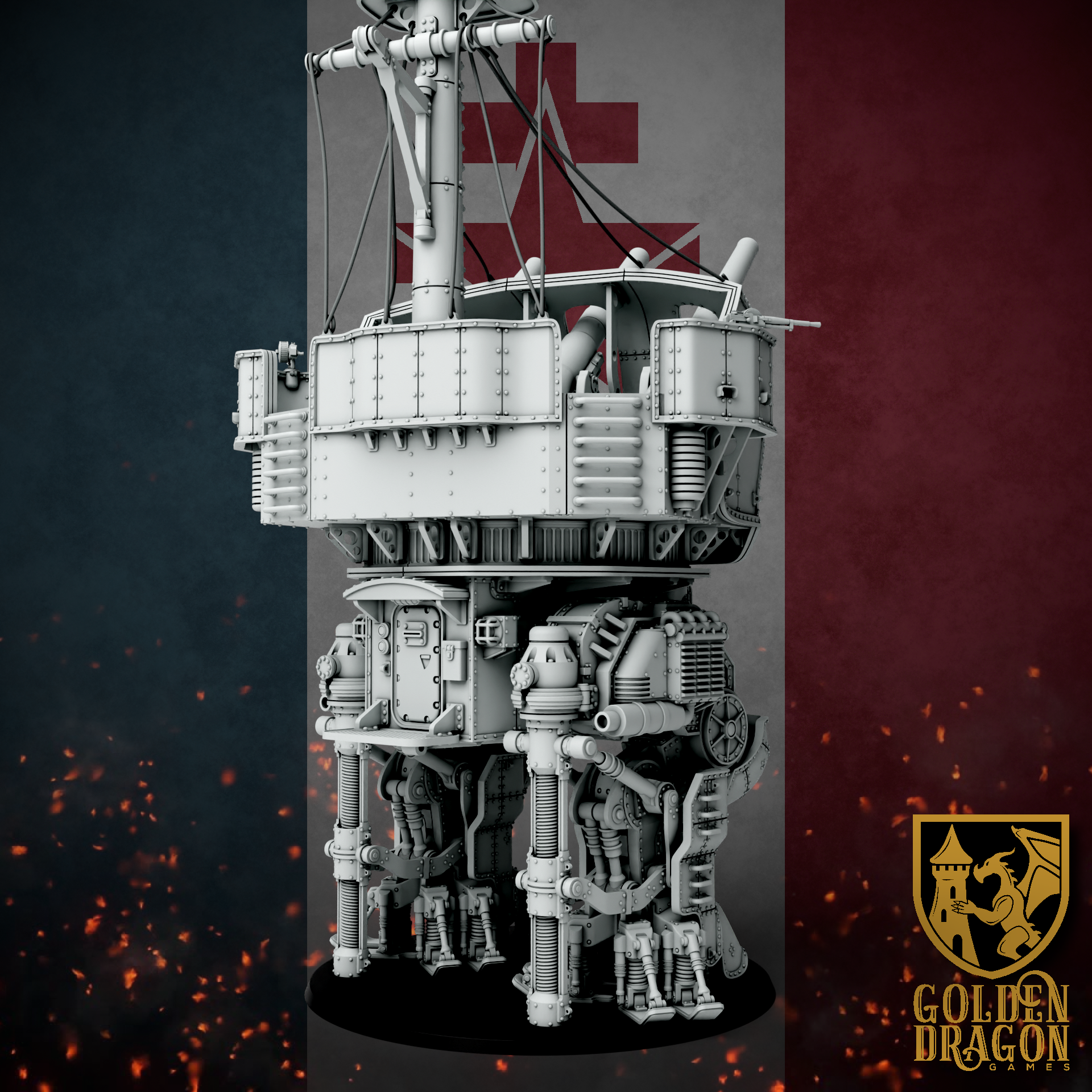 New French Republic Carnot Mobile Anti-Aethership Battery | Golden Dragon Games Weird WW2 Role Playing Miniatures