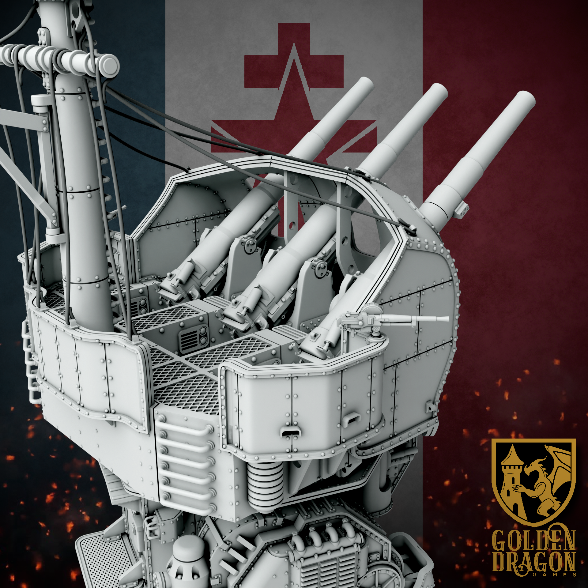 New French Republic Carnot Mobile Anti-Aethership Battery | Golden Dragon Games Weird WW2 Role Playing Miniatures