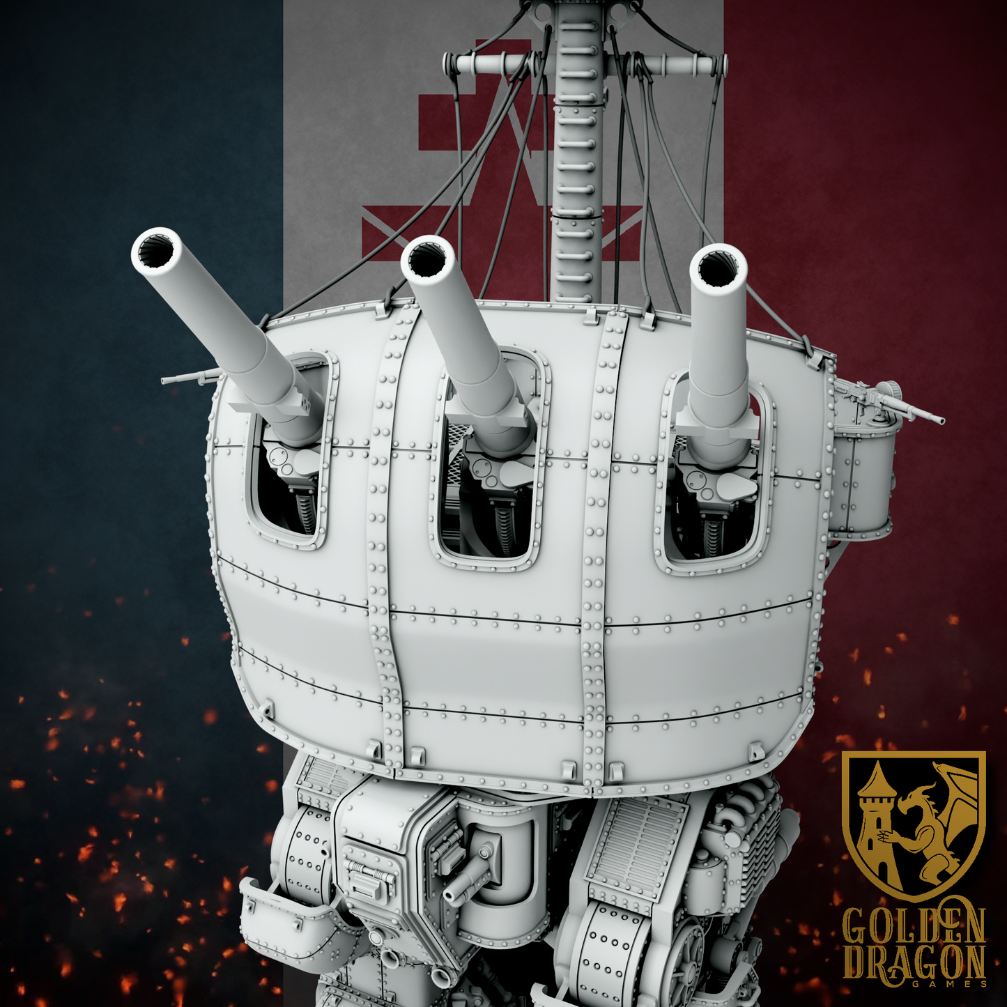 New French Republic Carnot Mobile Anti-Aethership Battery | Golden Dragon Games Weird WW2 Role Playing Miniatures