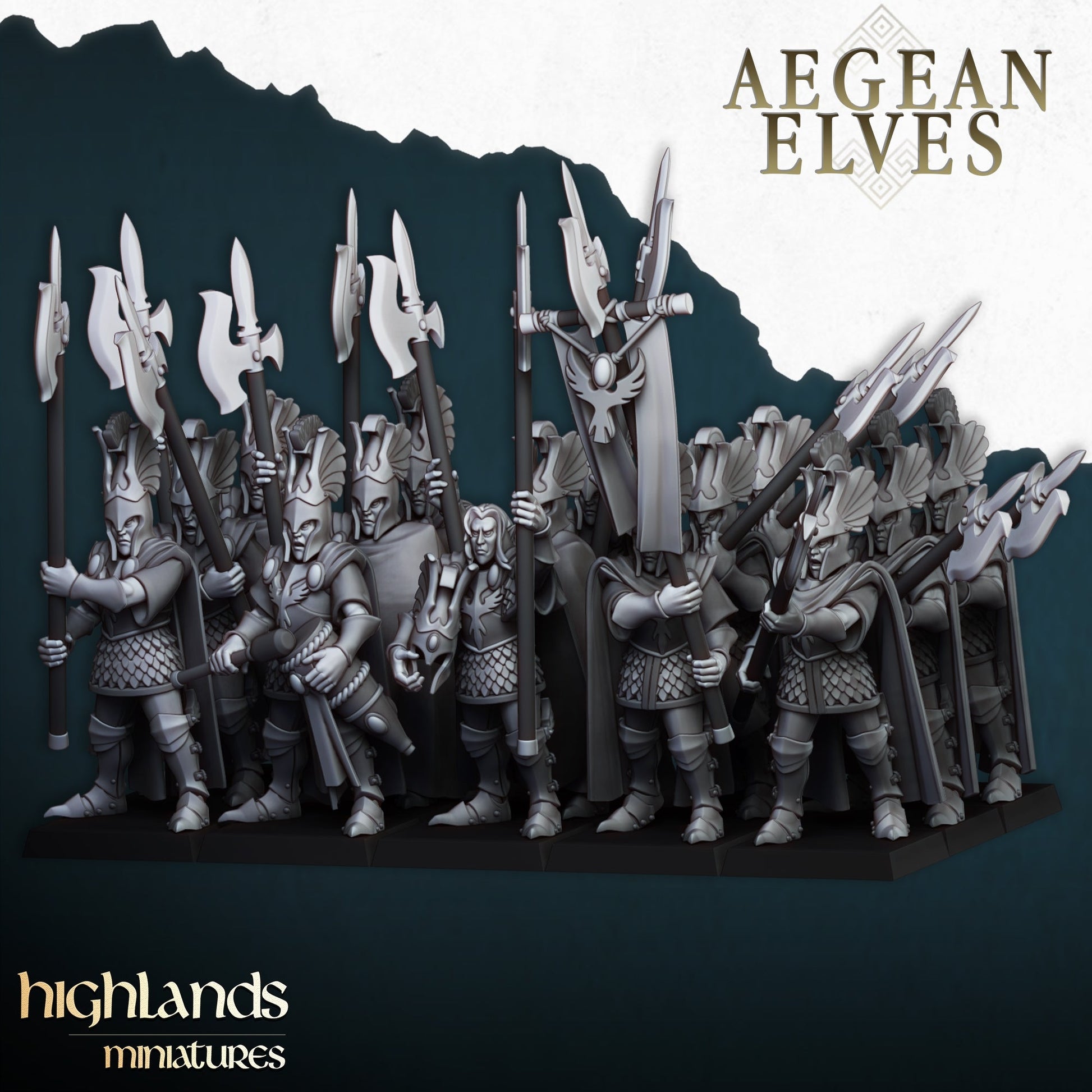 Aegean Elves Mycenean Guard | Highlands Miniatures 28/32mm Fantasy Wargaming Miniatures Role Playing Miniatures