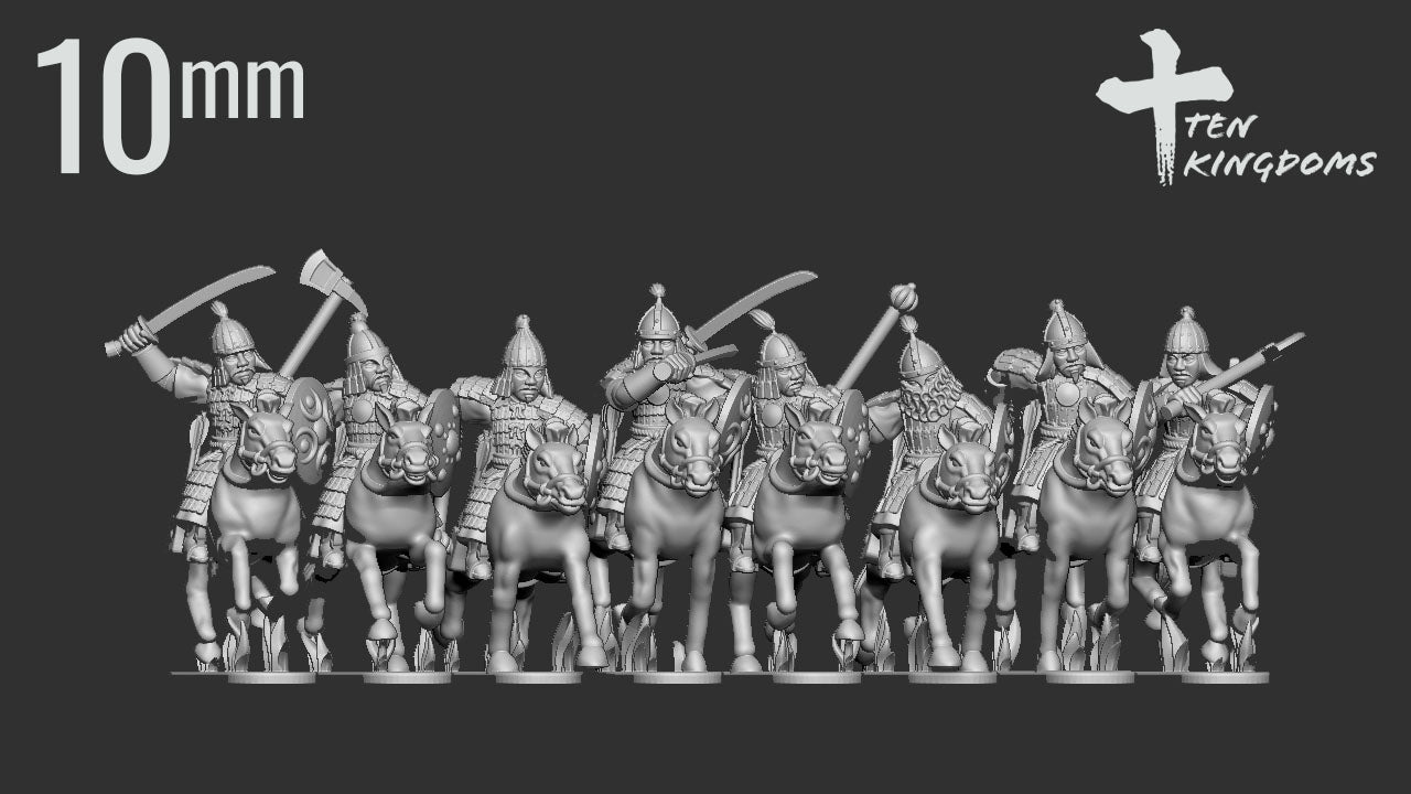 10mm Mongol Armoured Handweapon Shield Horse | Ten Kingdoms Historical Miniatures