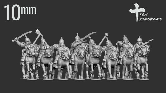 10mm Mongol Armoured Handweapon Shield Horse | Ten Kingdoms Historical Miniatures