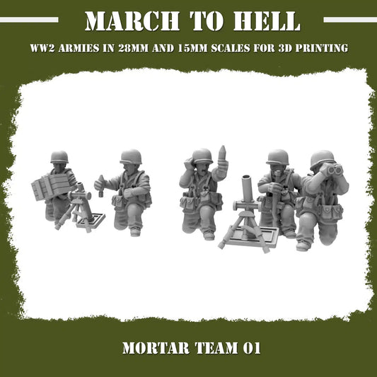 WW2 UNITES STATES MARINES (USM) MOTAR TEAM | 3DBreed 15mm Wargaming Miniatures