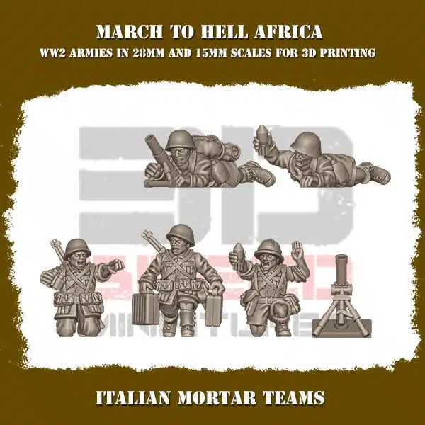 WW2 REGIO ESERCITO MOTAR TEAM | 3DBreed 15mm Wargaming Miniatures