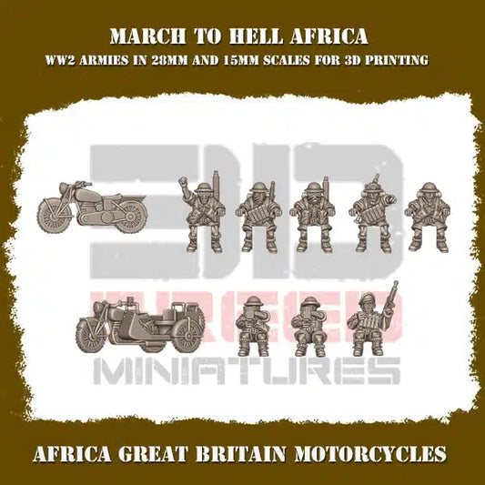WW2 BRITISH ARMY AFRICA MORTORCYCLES | 3DBreed 15mm Wargaming Miniatures