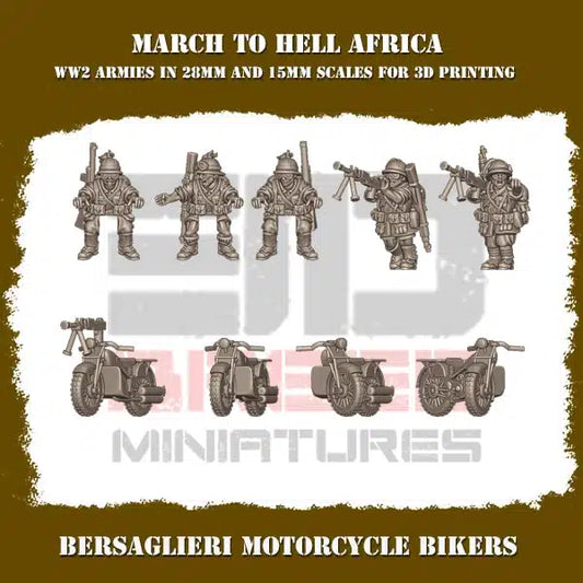 WW2 BERSAGLIERI MOTORCYCLE BIKERS | 3DBreed 15mm Wargaming Miniatures