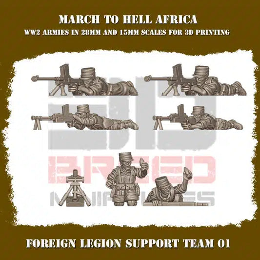 WW2 FRENCH FOREIGN LEGION SUPPORT TEAM | 3DBreed 15mm Wargaming Miniatures