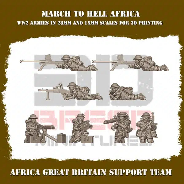 WW2 BRITISH ARMY AFRICA SUPPORT TEAM | 3DBreed 15mm Wargaming Miniatures