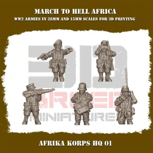 WW2 AFRICA KORPS HQ 01 | 3DBreed 15mm Wargaming Miniatures