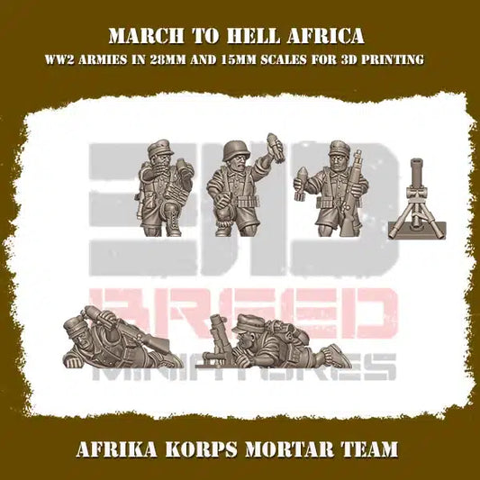 WW2 AFRICA KORPS MOTAR TEAM | 3DBreed 15mm Wargaming Miniatures
