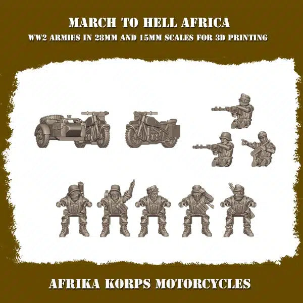 WW2 AFRICA KORPS MOTORCYCLES | 3DBreed 15mm Wargaming Miniatures