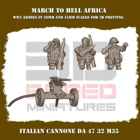 WW2 REGIO ESERCITO CANNONE DA 47 32 M35 | 3DBreed 15mm Wargaming Miniatures