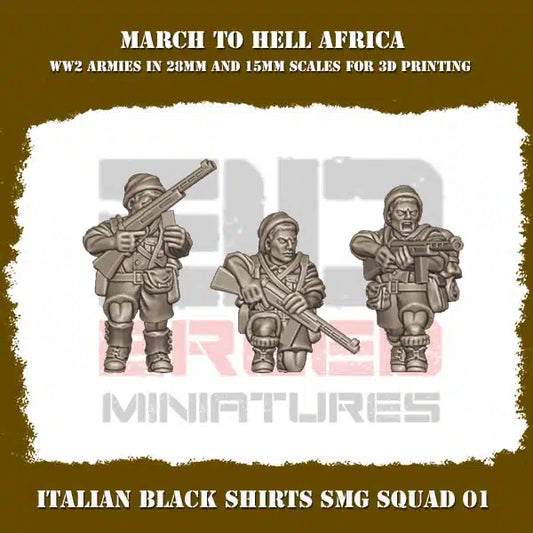 WW2 REGIO ESERCITO BLACK SHIRTS SMG SQUAD | 3DBreed 15mm Wargaming Miniatures