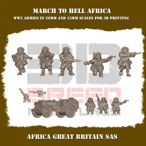 WW2 BRITISH ARMY AFRICA SAS | 3DBreed 15mm Wargaming Miniatures
