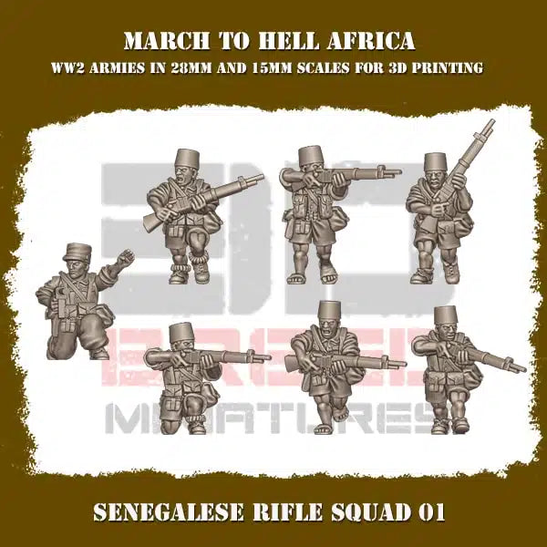 WW2 FRENCH FOREIGN LEGION SENEGALESE RIFLE SQUAD | 3DBreed 15mm Wargaming Miniatures