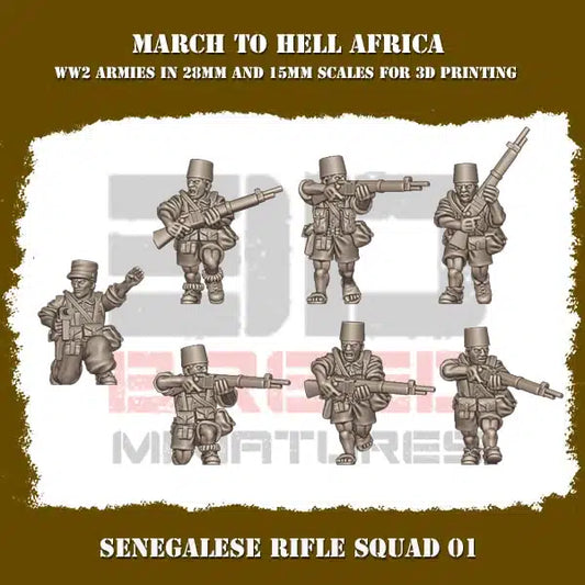 WW2 FRENCH FOREIGN LEGION SENEGALESE RIFLE SQUAD | 3DBreed 15mm Wargaming Miniatures