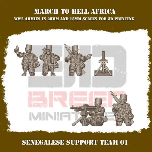 WW2 FRENCH FOREIGN LEGION SENEGALESE SUPPORT TEAM | 3DBreed 15mm Wargaming Miniatures