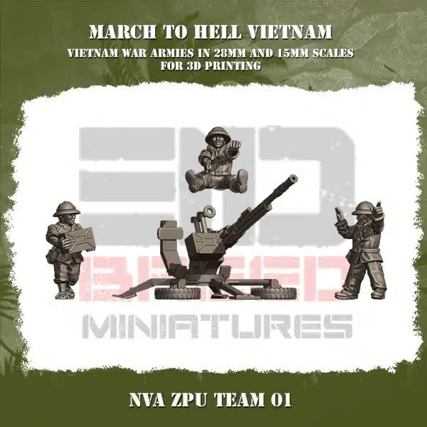 VIETNAM WAR NVA ZPU 1 TEAM | 3DBreed 15mm Wargaming Miniatures