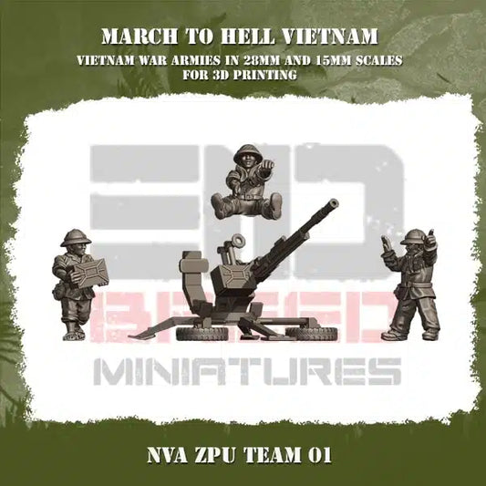 VIETNAM WAR NVA ZPU 1 TEAM | 3DBreed 15mm Wargaming Miniatures