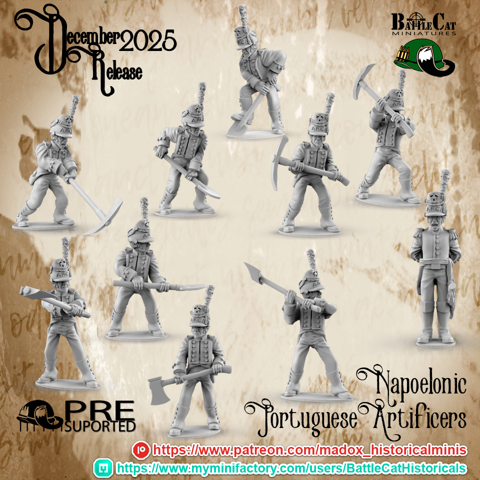 Napoleonic Portuguese Artificers | Battlecat 28mm Historical Wargaming Miniatures Role Playing Miniatures