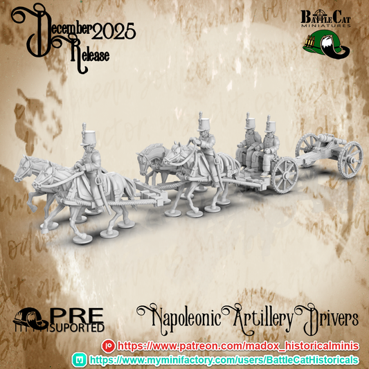 Napoleonic Portuguese Artillery Drivers | Battlecat 28mm Historical Wargaming Miniatures Role Playing Miniatures