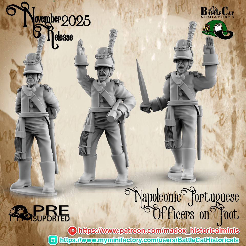 Napoleonic Portuguese Foot Officers | Battlecat 28mm Historical Wargaming Miniatures Role Playing Miniatures