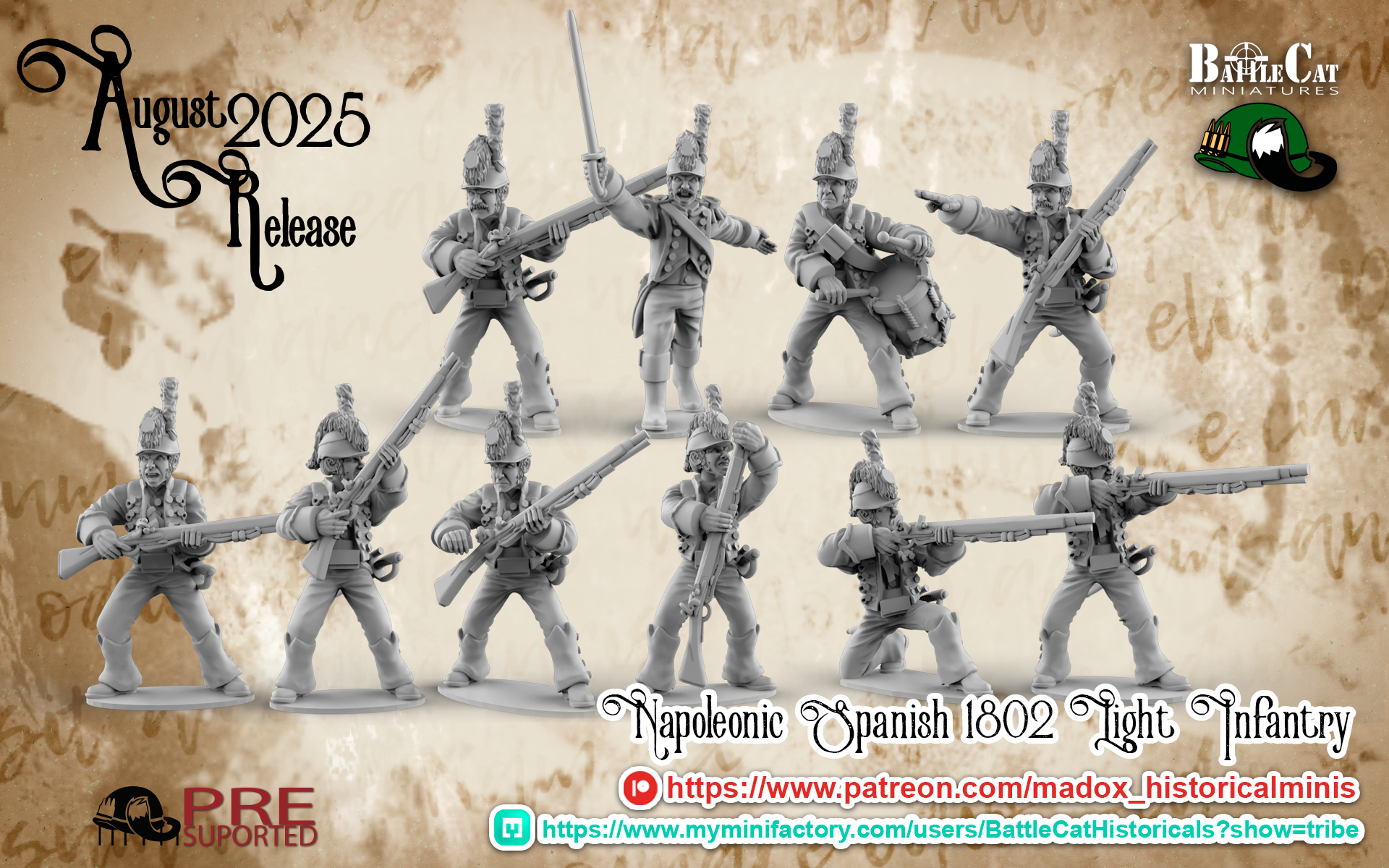 Napoleonic Spanish 1802 Light Infantry | Battlecat 28mm Historical Wargaming Miniatures Role Playing Miniatures