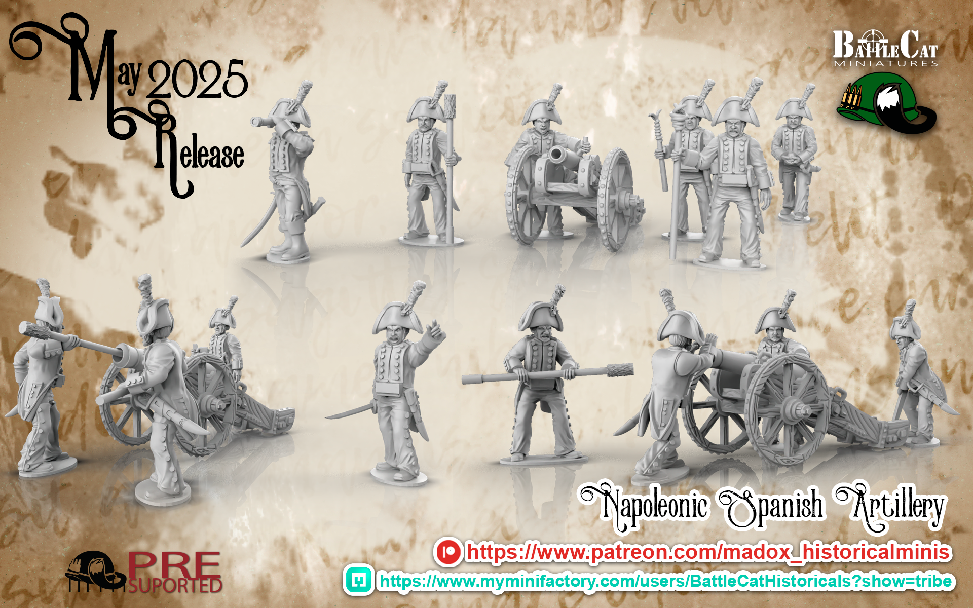 Napoleonic Spanish Artillery | Battlecat 28mm Historical Wargaming Miniatures Role Playing Miniatures