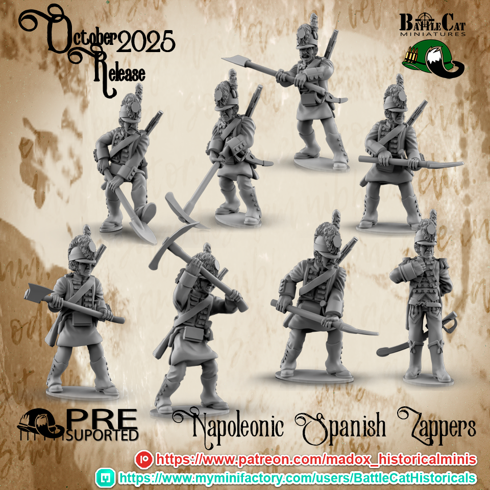 Napoleonic Spanish Sappers | Battlecat 28mm Historical Wargaming Miniatures Role Playing Miniatures