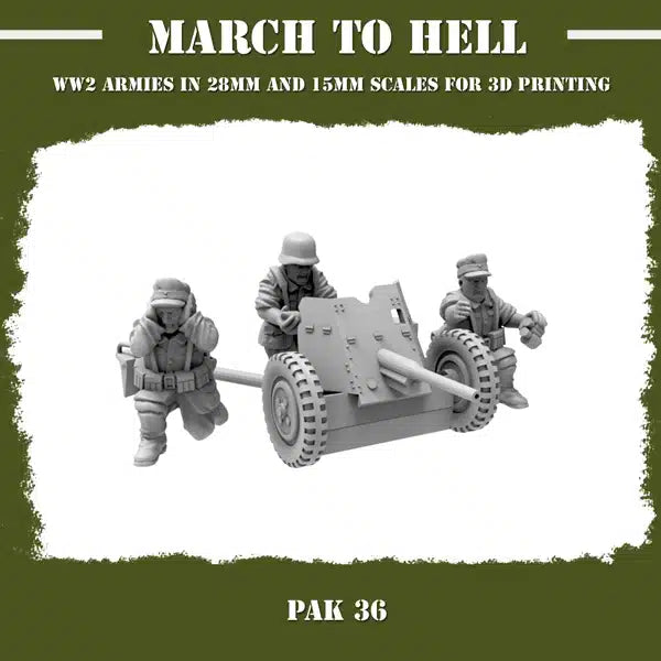 WW2 GERMAN ARMY (WEHRMACHT) PAK 36 CANNON | 3DBreed 15mm Wargaming Miniatures