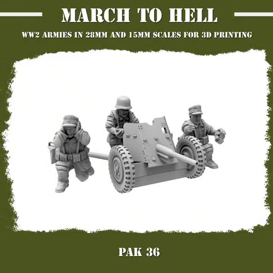 WW2 GERMAN ARMY (WEHRMACHT) PAK 36 CANNON | 3DBreed 15mm Wargaming Miniatures