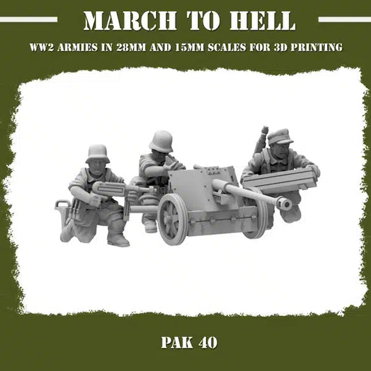WW2 GERMAN ARMY (WEHRMACHT) PAK 40 CANNON | 3DBreed 15mm Wargaming Miniatures
