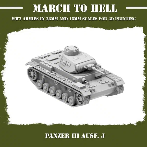 WW2 GERMAN ARMY (WEHRMACHT) PANZER 3 AUSF J | 3DBreed 15mm Wargaming Miniatures