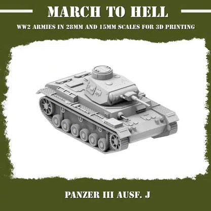 WW2 GERMAN ARMY (WEHRMACHT) PANZER 3 AUSF J | 3DBreed 15mm Wargaming Miniatures