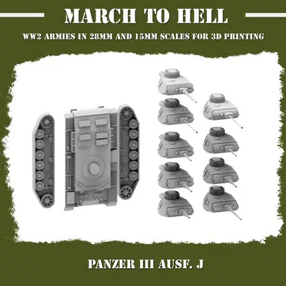 WW2 GERMAN ARMY (WEHRMACHT) PANZER 3 AUSF J | 3DBreed 15mm Wargaming Miniatures