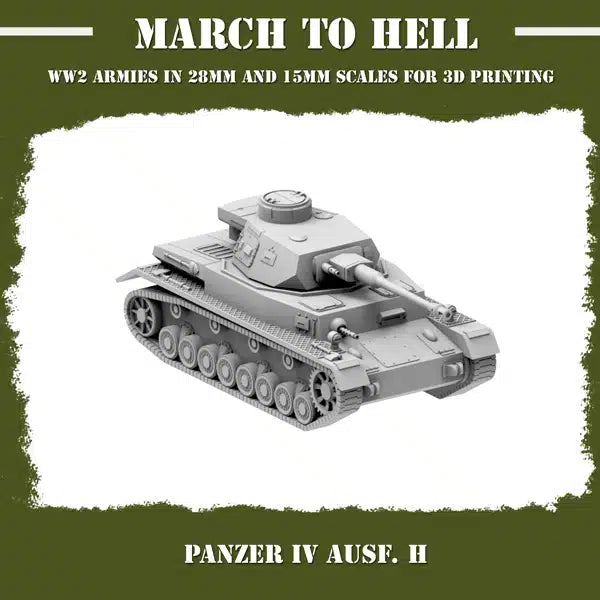 WW2 GERMAN ARMY (WEHRMACHT) PANZER 4 AUSF H | 3DBreed 15mm Wargaming Miniatures