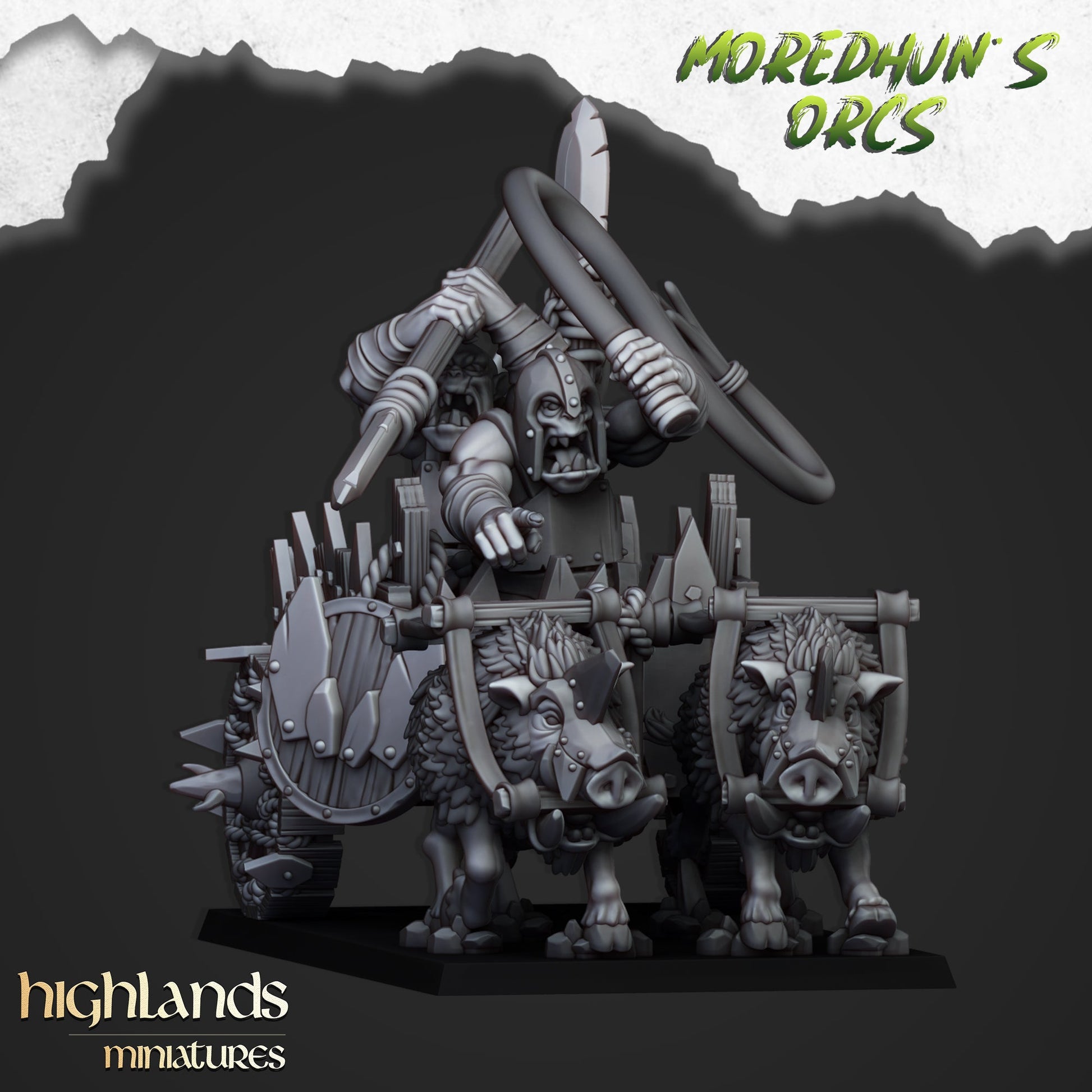 Moredhun’s Orcs Chariot | Highlands Miniatures 28/32mm Fantasy Wargaming Miniatures Role Playing Miniatures